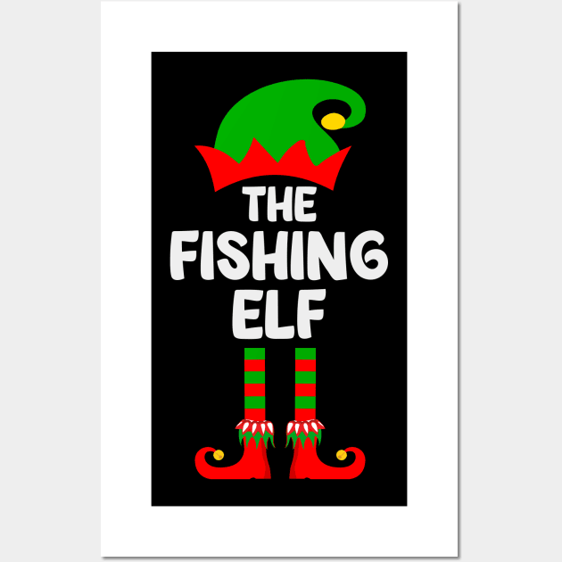 Fishing Elf Matching Family Group Christmas Party Pajama Wall Art by DragonTees
